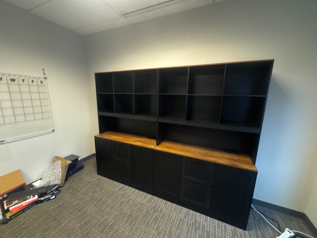 Office storage and shelving installation